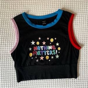 SHEIN X Nothing Matters black multi women’s crop top size small